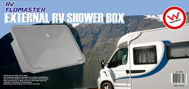 RV Flowmaster External Shower Box Watermarked - White