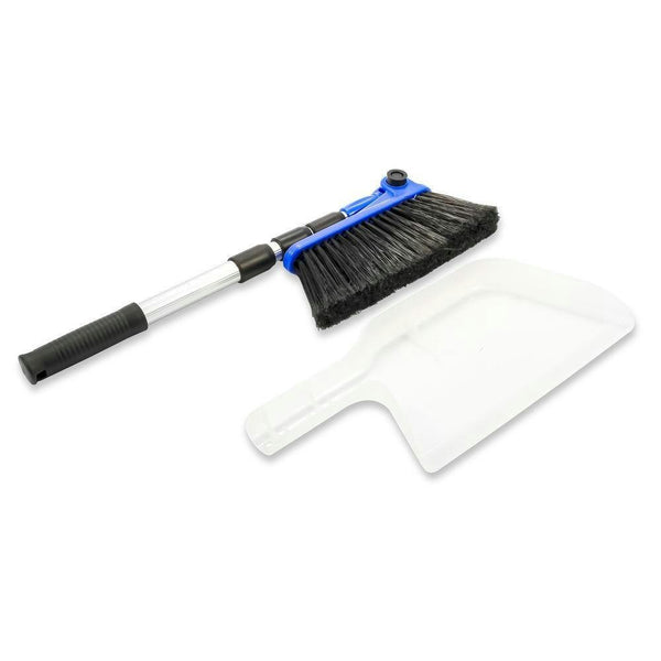 Camco Adjustable Broom With Clip On Dust Pan