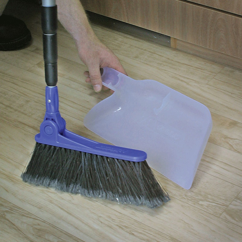 Camco Adjustable Broom With Clip On Dust Pan