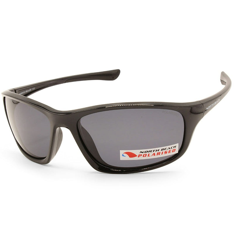 North Beach Hariyo Shiny Black/Grey Men's Polarised Sports Sunglasses 70626