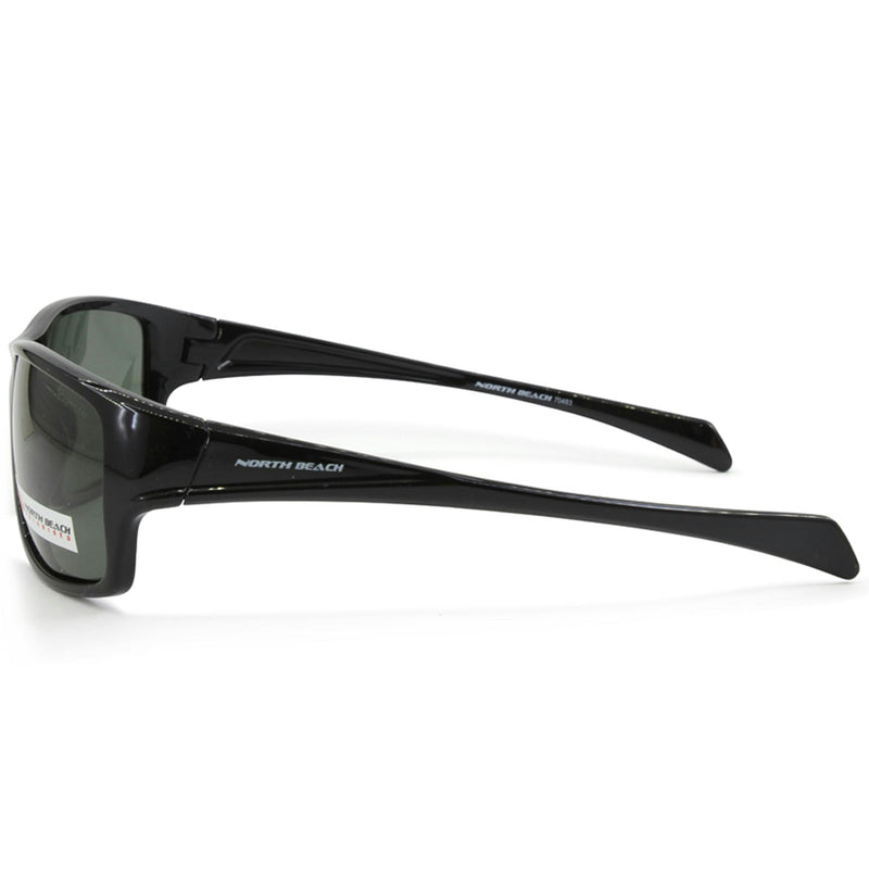 North Beach Sunfish 70483 Black Gloss/Grey Polarised Mens Sunglasses