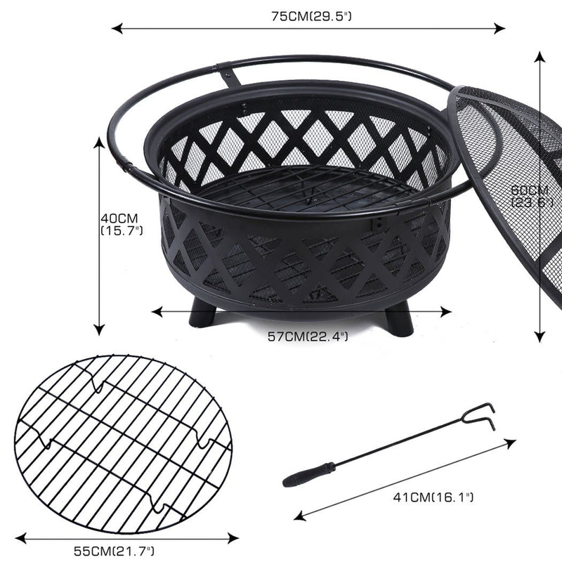 Outdoor Fire Pit Portable Camping Fireplace Heater Patio Garden Grill