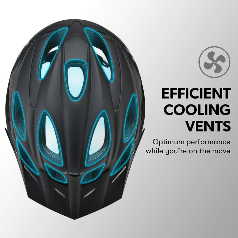 VALK Mountain Bike Helmet Large 58-61cm MTB Bicycle Cycling Safety Accessories - Black