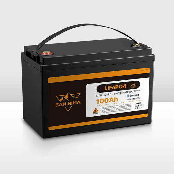 San Hima 12V 100Ah Lithium Iron Phosphate Battery LiFePO4 w/ Self-heating Function & Bluetooth