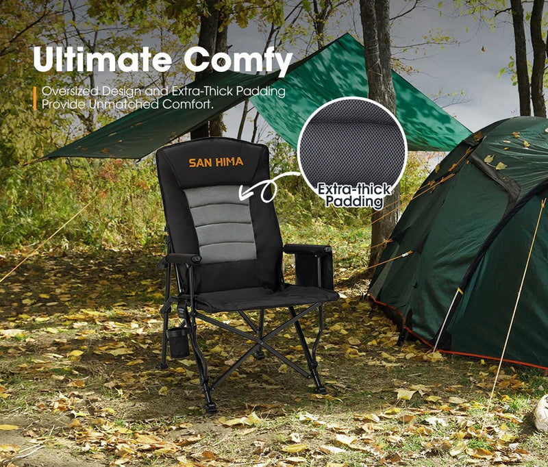 San Hima Luxury Folding Camping Chair Portable Outdoor Thick Padding With Storage Bag