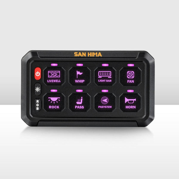 San Hima 8 Gang&nbsp;Bluetooth Switch Panel 12V/24V ON-OFF LED Control For Boat Car