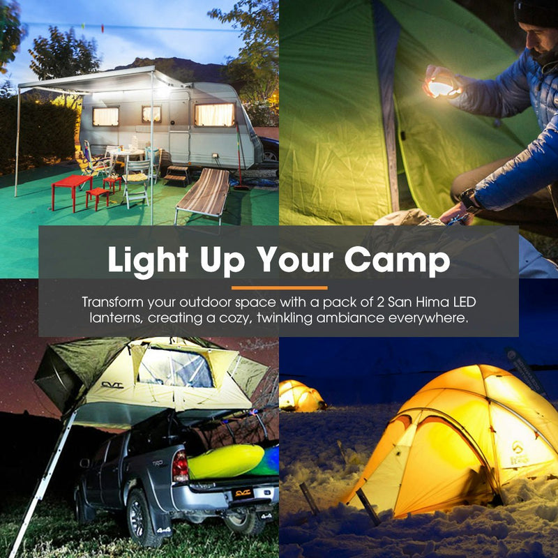 San Hima 2x Camp Light Dual Colour LED Lantern with Inbuilt Lithium Battery