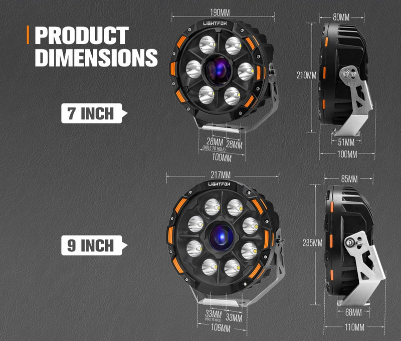 LIGHTFOX 7 inch+9 inch Osram Laser LED Driving Lights