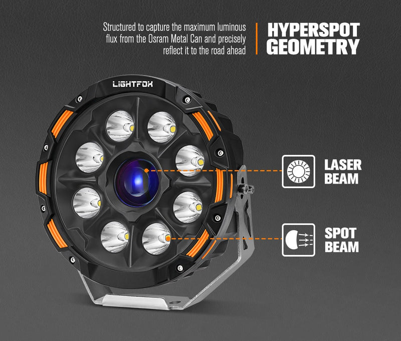 LIGHTFOX 7 inch+9 inch Osram Laser LED Driving Lights