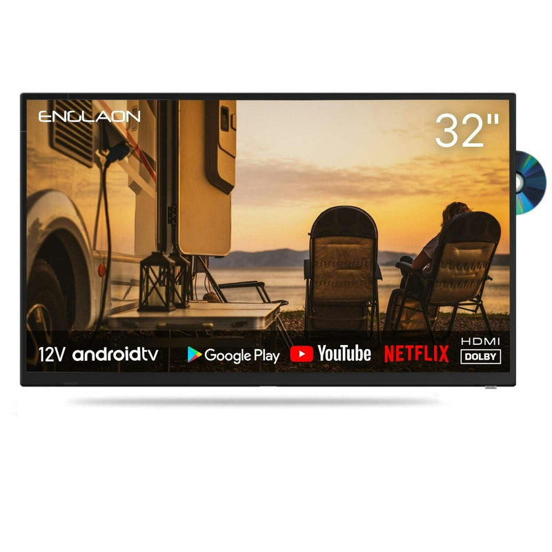 ENGLAON 32″ Full HD Smart 12V Google TV with Built-in DVD player & Chromecast