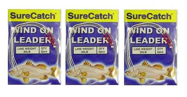 6 x 1.5m Lengths of 30lb Surecatch Dacron Sleeved Wind On Leader - Mono Leader