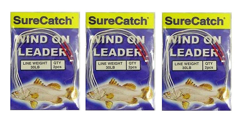 6 x 1.5m Lengths of 30lb Surecatch Dacron Sleeved Wind On Leader - Mono Leader