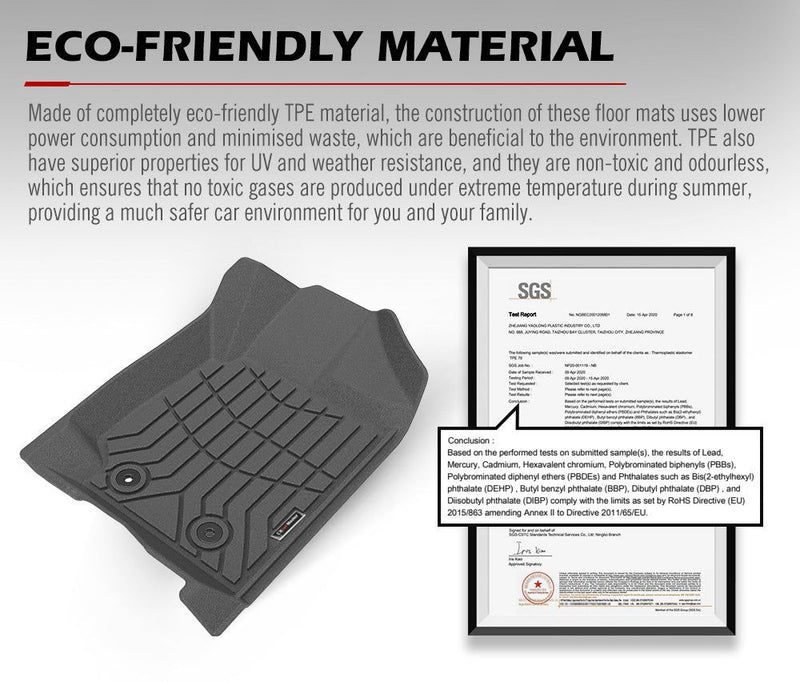 KIWI MASTER 3D TPE Car Floor Mat for Ford Ranger Wildtrak Raptor 2011-MY2022 PX PX2