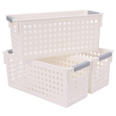 16x Plastic Storage Baskets Bulk w/ Grip Handles - 39.5x20.5x19.5cm
