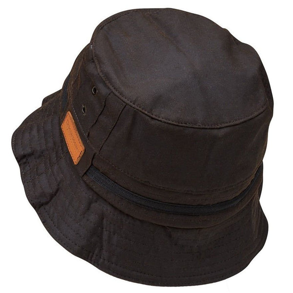 Didgeridoonas Brown Water Repellent Oilskin Fishing Bucket Hat