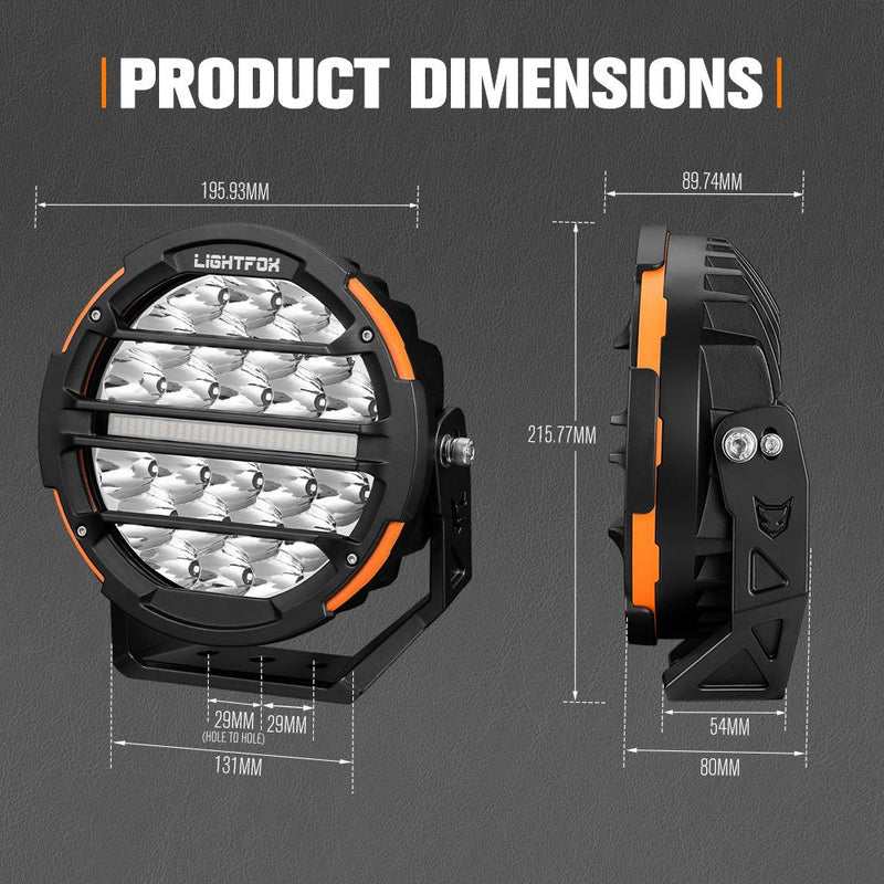 Lightfox Pair 7" Osram LED Driving Lights Round Spotlight Spot DRL Headlight
