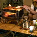 Stainless Steel Firewood Stove with Chimney - Outdoor Portable Camping Heater