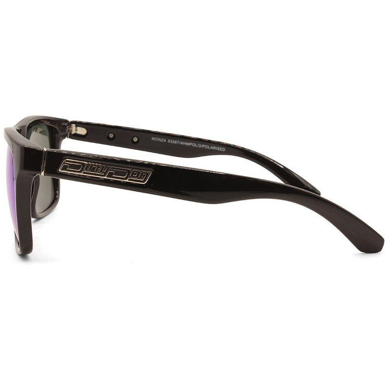 Dirty Dog Monza Shiny Black/Blue Mirror Polarised Unisex Sunglasses