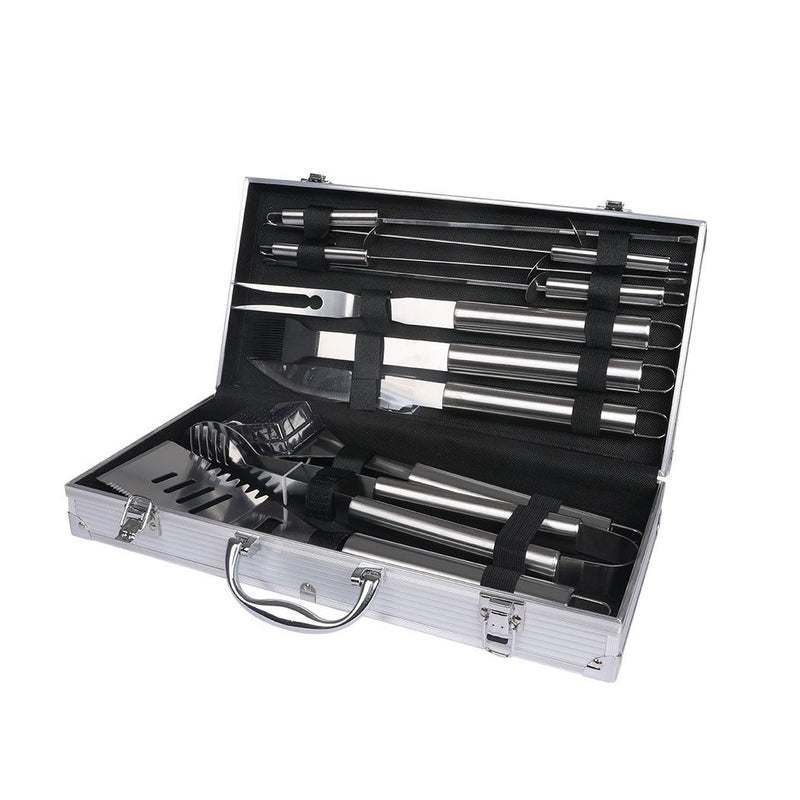 Moyasu 10PCS BBQ Tool Set Stainless Steel Steel Case Grill Fork Knife Tong Brush