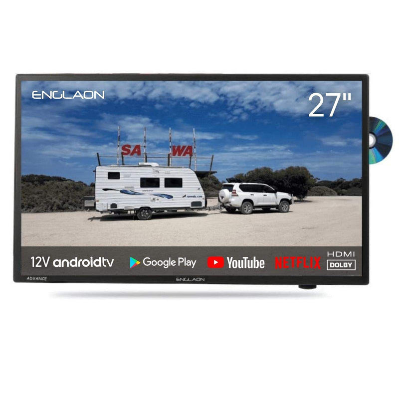 ENGLAON 27″ Full HD Google Smart 12V TV with Built-in DVD player & Chromecast