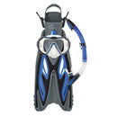 Mirage Diamond Mask Snorkel and Fin Set with Tempered Glass Lens Blue