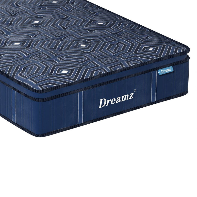 DreamZ Spring Mattress Bed Euro Top Pocket Spring Medium Firm Foam 30cm Queen