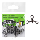 6 Pack of Size 2/0 Bite Science Black Barrel 3-Way Crossline Swivels - 165lb