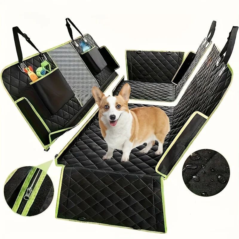 6-in-1 Waterproof Dog Car Seat Cover for Back Seat Hammock Style Green