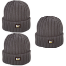 3x Caterpillar Rib Watch Beanie Hat Bulk Pack - Graphite (Warm Winter Knit Cap)