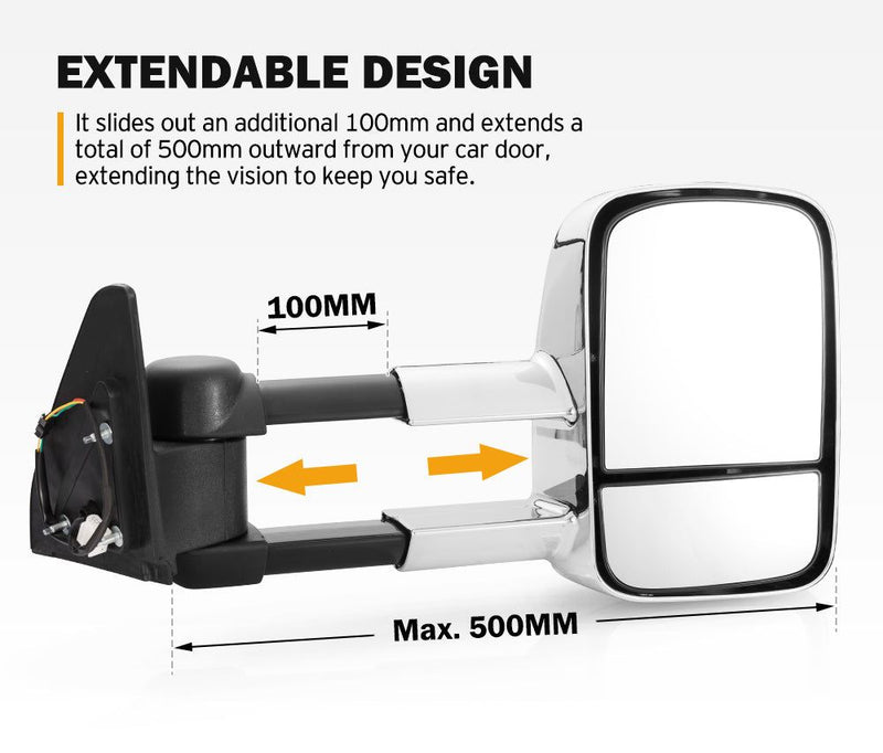 San Hima Extendable Towing Mirrors for Toyota Prado 120 Series 2002-2009