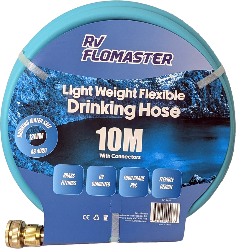 Flomaster 12mm Hose Light Weight 10m + Brass Connectors