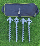 Screw in Aluminum Ground Pegs 295mm Long x 4 Includes 19mm Drill Adapter & Bag by Secura-Pegs®
