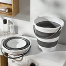 15L Foldable Collapsible Bucket - Silicone Storage Bin - Dark Grey/White