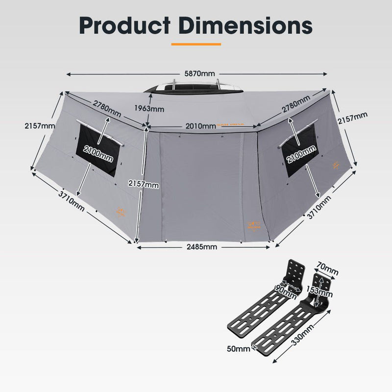 San Hima 180 Degree Awning With Side Wall Car Privacy Screens