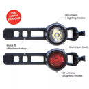 Azur Cyclops 3-Mode 60/40 Lumen USB Red/White Front & Rear Set