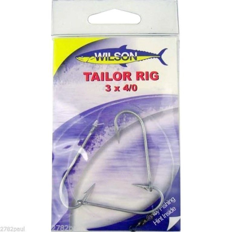 Wilson Tailor Fishing Rig 3x4/0 Hook-Setup - 40lb Clear Mono Leader
