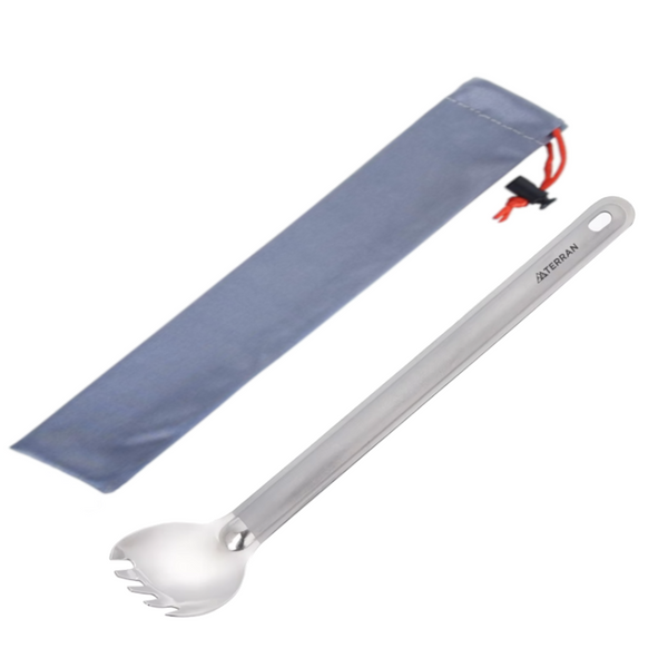 TERRAN Titanium Long Handle Spork with Polished Bowl