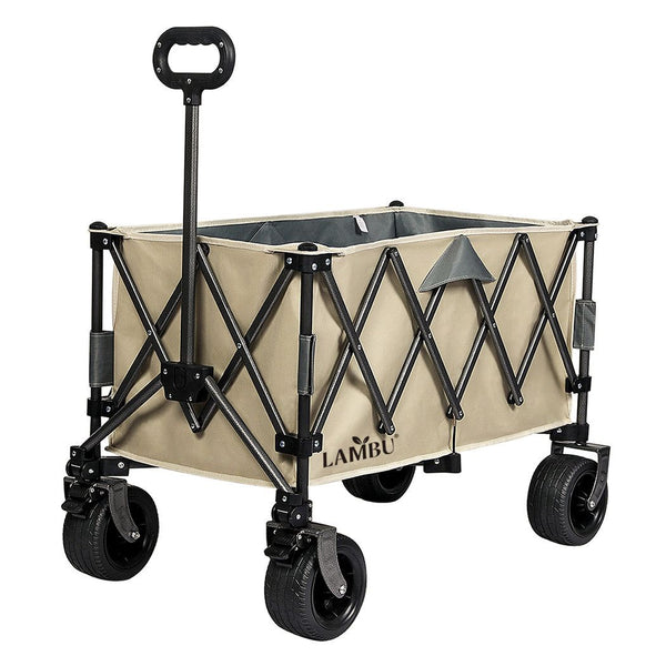 Lambu Folding Trolley Wagon Cart Outdoor Camping Shopping Beach Cart Khaki