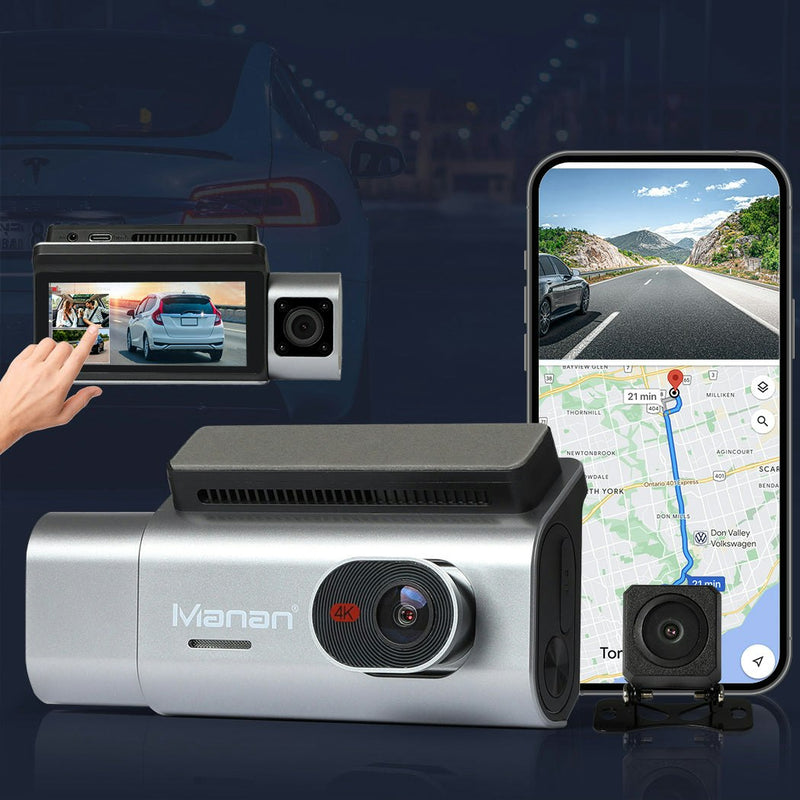 Maman 4K Dash Camera Front Rear Inside 3 Len Car Truck Reversing Wifi GPS 128G