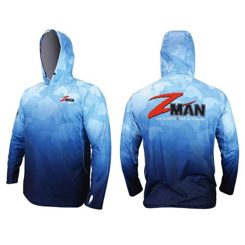 Zman Adults Hooded Long Sleeve Tournament Fishing Shirt - 50+ UV Protection