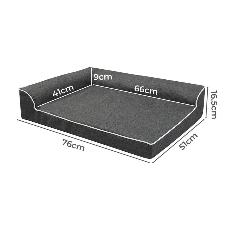 Pawz Orthopedic Dog Bed Memory Foam Cushion Cat Calming Mattress Washable M Grey