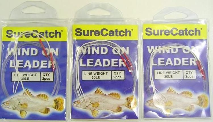6 x 1.5m Lengths of 30lb Surecatch Dacron Sleeved Wind On Leader - Mono Leader