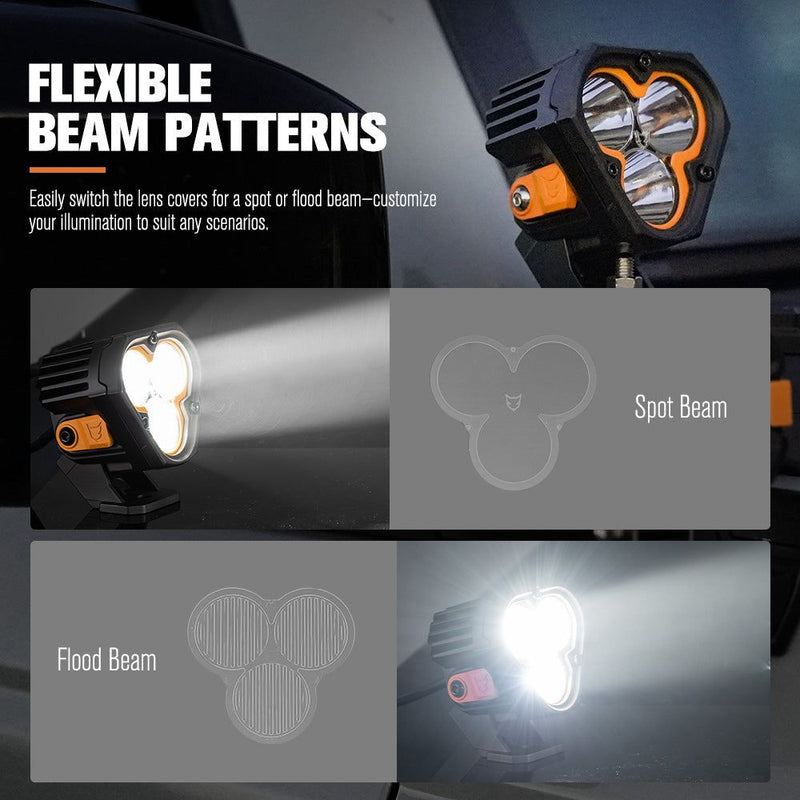 LIGHTFOX Pair&nbsp;3inch Cygnus-3 Osram&nbsp;LED&nbsp;Pod&nbsp;Lights w/ 3 pin DT Connector 1Lux@360m 3,236LM