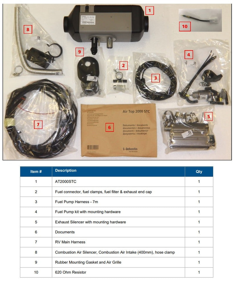 Webasto AT2000STC Diesel Heater Complete Kit with Digital Control + Fuel Tank 12L With Hose Coupli