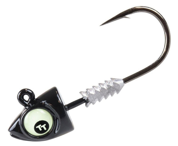 3 Pack of TT Fishing Big EyeZ Black Jigheads with Glow Eyes