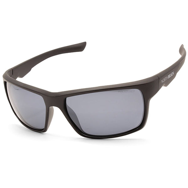 North Beach Pearleye Matte Black/Silver Mirror Polarised Unisex Sunglasses