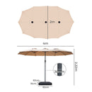 Centra Big Patio Umbrella Twin Outdoor Garden Pool Sun Shade Stand Double-Sided