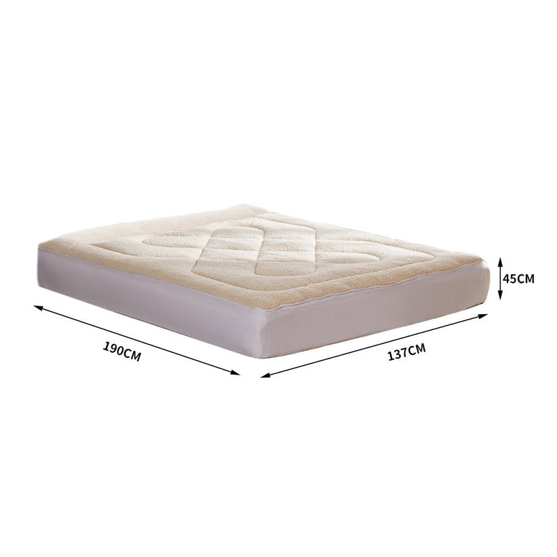 Dreamz Mattress Topper 100% Wool Underlay Reversible Mat Pad Protector Double