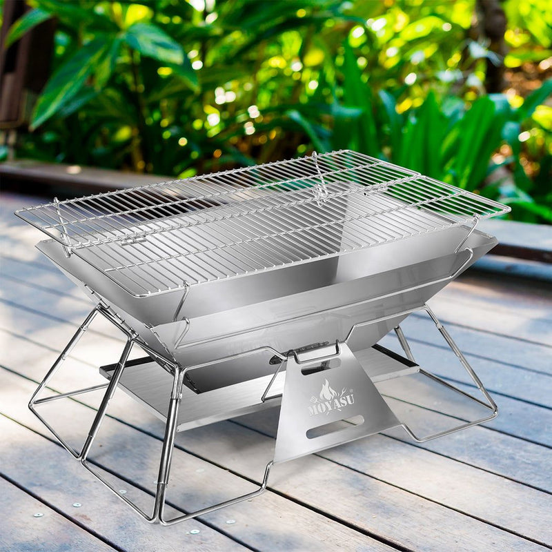 Moyasu Folding Fire Pit BBQ Outdoor Camping Portable Steel Stove Adjustable
