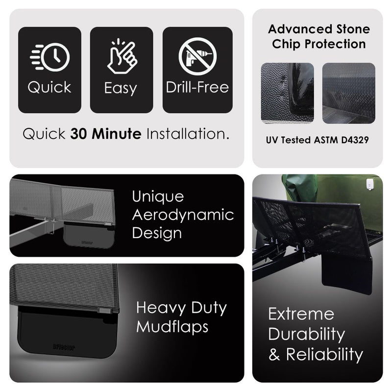 D-Flector Camper Standard Stone Guard 1800mm - Angled (High-Strength Performance Steel)